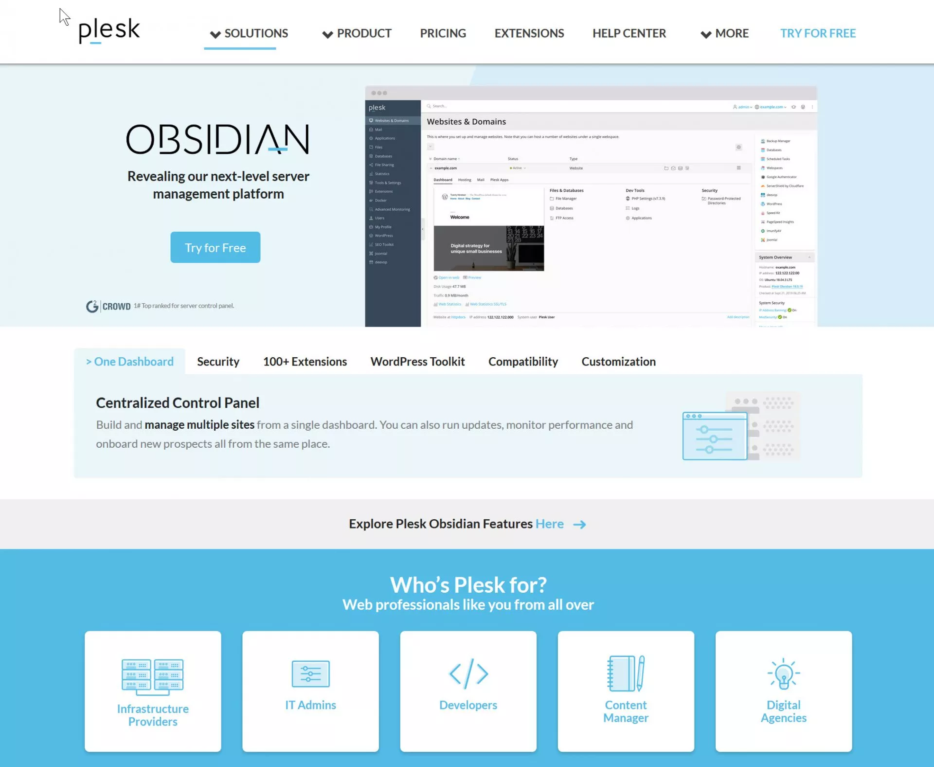 Pels Obsidian controlepaneel vps